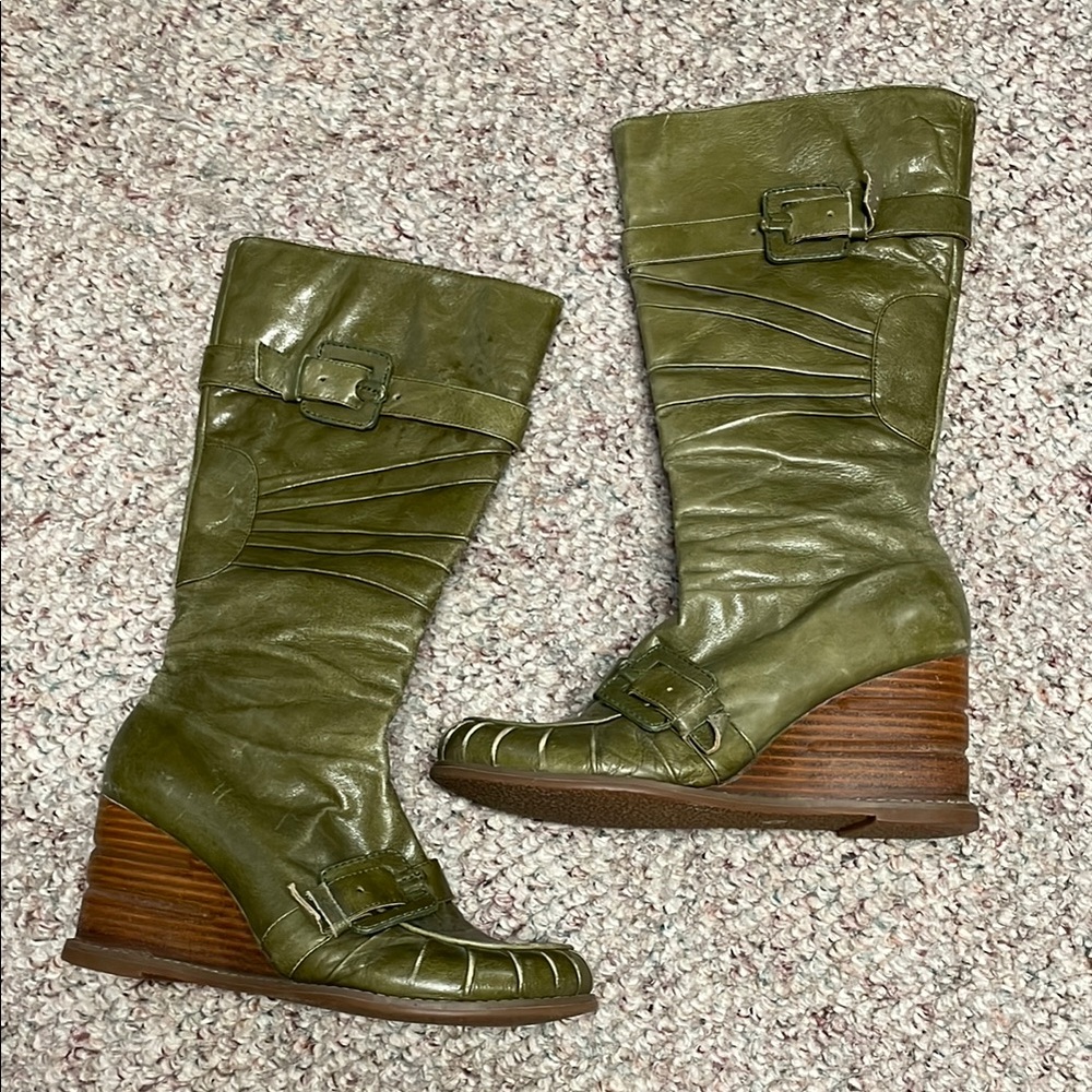 Miz Mooz Olive Green Wedge Boots